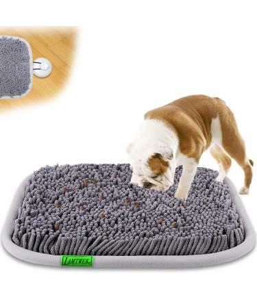 LAMTWEK Snuffle Mat for Dogs, 17" x 21" Dog Snuffle Mat Interactive Feed Game for Boredom, Encourages Natural Foraging Skills and Stress Relief, Easy to Fill Machine Washable Grey
