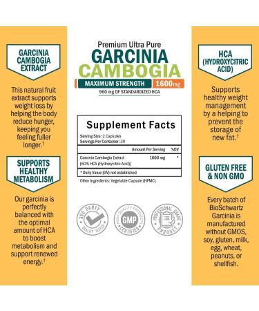 BioSchwartz Premium Garcinia Cambogia Supplement (1 Month Supply) Plus Cold Pressed MCT Coconut Oil Capsules (2 Month Supply) - Buy Online on GoSupps.com