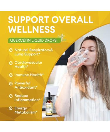 Quercetin Supplements - Quercetin Liquid Drops 5 in 1 Quercetin Organic with Bromelain Elderberry Vitamin for Immunity Health Respiratory Health Skin Care 60ml - Buy Online on GoSupps.com