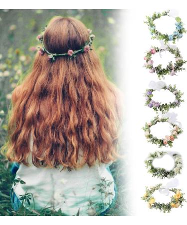 amangul Flower Headbands Women Bride Flower Crown For Wedding Party Supply Floral Garlands Crown Hair Wreath Floral Headbands(Purple) - Buy Online on GoSupps.com