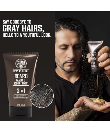 Viking Revolution Men's Beard Dye - Dark Brown Grey Reducing Shampoo & Conditioner - Mustache Color & Beard Wash 4 Oz - Buy Online on GoSupps.com