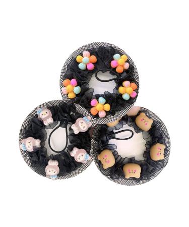 Children's Hair Net Bun Invisible Balllet Adjustable Mesh Hairnets Ballet Cute Hair Bun Cover for Girls Ballet (3 Pcs C)