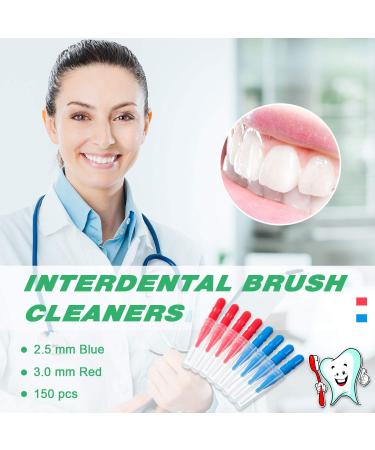 150 Count Interdental Brush Toothpick Flossers - Red Blue 0.1/0.12 Inch - Oral Care Tool for Tooth Cleaning - Buy Online on GoSupps.com
