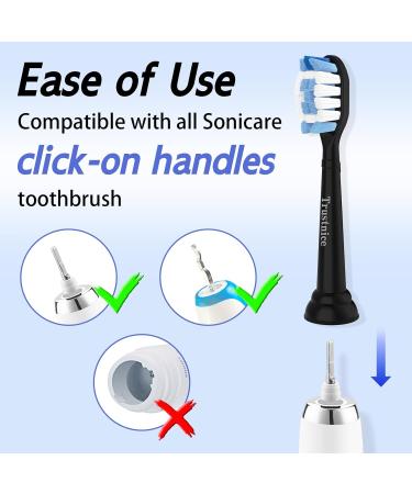 Trustnice Replacement Brushes for Philips Sonicare - Brush Heads Compatible with Healthywhite EasyClean Gum Health & Flexcare - 8 Pack (Black) - International Shipping Available - Buy Online on GoSupps.com