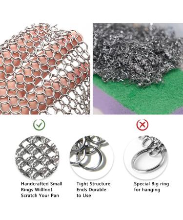 Stainless Steel Cast Iron Cleaner Cast Iron Skillet Cleaner Chainmail Scrubber Cast Iron Cleaner for Skillets Frying Pans Frying Pans Woks and More (7 x 7 Inch) - Buy Online on GoSupps.com