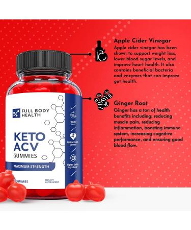 Full Body Health Keto Gummies with Apple Cider Vinegar - Vegan Non GMO Supplement (60 Gummies) - Buy Online on GoSupps.com