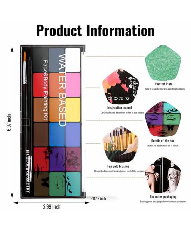 Non-Toxic Face Painting Kit | 18 Washable Colors & 10 Brushes for Halloween & Cosplay - Perfect for Adults - Buy Online on GoSupps.com