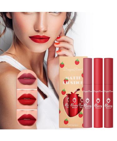Strawberry Lip Gloss Set - Waterproof Matte Non-Stick Lipstick 1ml | Long-Lasting Lip Glaze #02 | International Shipping Available - Buy Online on GoSupps.com