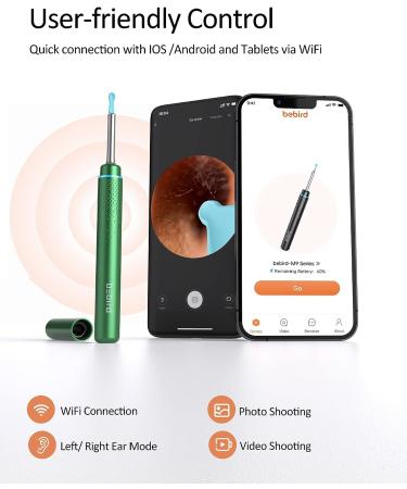 BEBIRD M9 Pro Ear Wax Removal Tool with 6 LED Lights | 1080P Ear Camera and Ear Cleaner for Adults and Kids - Green - Buy Online on GoSupps.com