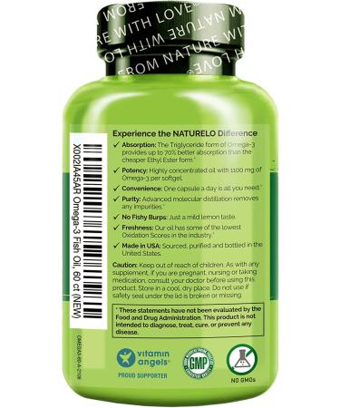 NATURELO Omega-3 Fish Oil Softgels - Lemon Flavor - 60 Count for Heart & Brain Health - Buy Online on GoSupps.com