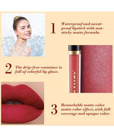 Velvety Nude & Dark Red Matte Lip Liner and Glaze Set - Long Lasting & Waterproof Makeup Gift for Women - Buy Online on GoSupps.com