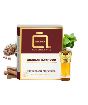 ARABIAN PERFUMES & OILS Arabian Bakhoor Perfume Oil - Smoky Woody Green Fragrance Oil for Men and Women - Travel Size Perfume 0.10 Fl. Oz.