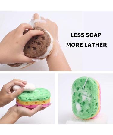 3 Pack Exfoliating Bath Sponges for Women, Men, Teenagers - Shower Body Sponge Set - Spa Quality - 3 Colors - Buy Online on GoSupps.com