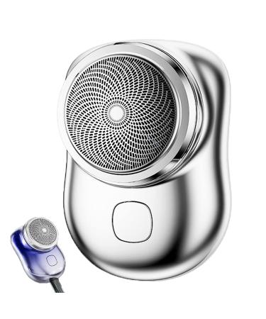 Zao Mini Shaver Men Distinguisha Mini-shave Portable Electric Shaver Zao Shaver Usb Pocket Portable Electric Shaver Mini Electric Razor Waterproof Beard Knife Home Travel Gift for Men (Silver)