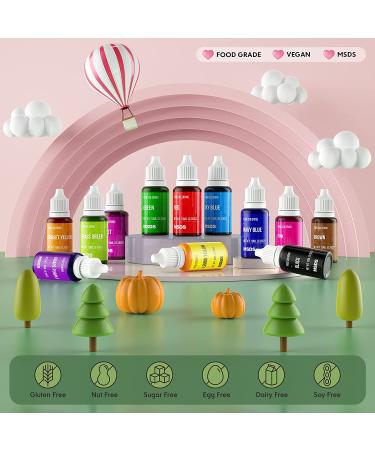 Cherrysea 12 Color Food Grade Liquid Dye Set for Cake Decorating, Baking, Easter Eggs - 10ml Bottles (Pack of 12) - Vibrant & Tasteless Food Coloring Kit - Buy Online on GoSupps.com