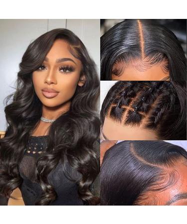 Body Wave Lace Front Wigs Human Hair 4x4 HD Transparent Lace Closure Wigs for Black Women 150% Density Glueless Wigs Human Hair Pre plucked with Baby Hair Bleached Knots Natural Color (16inch  4x4 body wave wig) 16 Inch ...