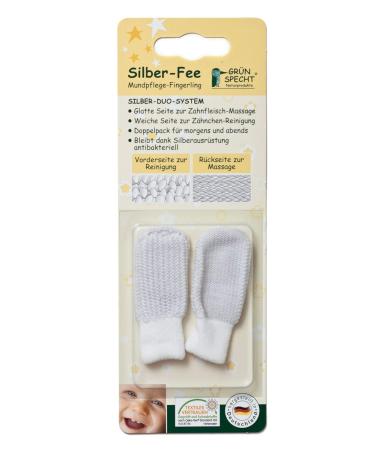 Green Woodpecker Mundfare Fingerling Silver-Fee - Baby Dental Care for Gum Massage & Tooth Cleaning Antibacterial Silver 1 Pair (170-V1) | International Shipping - Buy Online on GoSupps.com