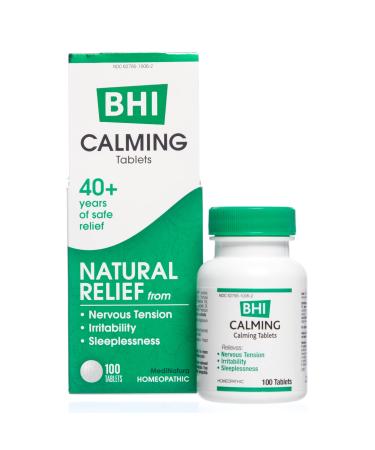 BHI Calming Stress Relief Blend 10 Natural, Safe Active Ingredients Help Restore Balance, Support Calm Mood & Sleep - Relax Mind & Body with Passionflower, Chamomile & Valerian Root - 100 Tablets