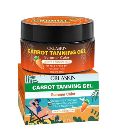 Intensive Tanning Gel | Browning Tan Accelerator | Non-Greasy Water-Resistant with Carrot and Coconut Oil | Vitamin A & E For Moisture & Hydration