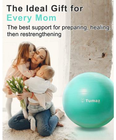 Tumaz Birth Ball - Birthing Ball for Pregnancy & Labor - Including Birthing Ball/Peri Bottle/Yoga Strap/Non-Slip Socks - Pregnancy Ball for Exercises Set with Quick Foot Pump & Instruction Poster M (58-65 cm) Birth Ball Set - 02. Green - Buy Online on GoSupps.com