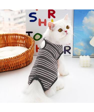 Clrybo Katzenbody: Professional Recovery Suit for Cats - After Op Anti-Trim Clothing for Belly Wounds & Skin Diseases - Striped Gray Medium - Ideal Post-Surgery Cat Wear - Buy Online on GoSupps.com