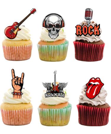 18pcs Rock and Roll Cupcake Toppers for Boys Girls Adult Born to Rock Roll Rockstar Party Decorations Supplies Guitar Music 80s Cake Decorations - Buy Online on GoSupps.com