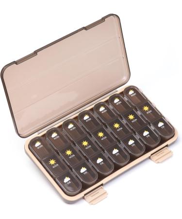 21 Compartments Weekly Pill Organizer | 3 Times a Day Pill Box | Travel-Friendly Vitamin & Supplement Case (Light Black - Buy Online on GoSupps.com