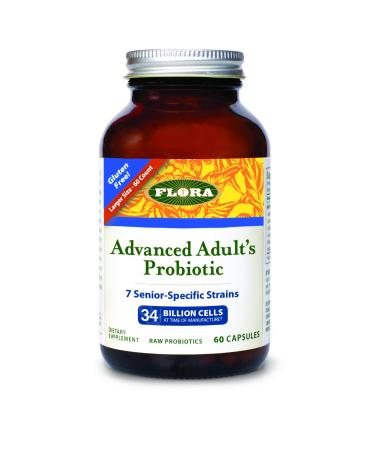 Flora - Advanced Adult's Blend Probiotic, Seven Senior-Specific Strains, Gluten Free, Raw Probiotic with 34 Billion Cells, 60 Capsules