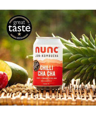 Nunc Jun-Kombucha Drink - Chilli Cha Cha (12 x 330ml) - Premium Quality - Gut-Friendly & Energizing - Gluten-Free, GMO-Free - Only 50 Calories - Buy Online on GoSupps.com