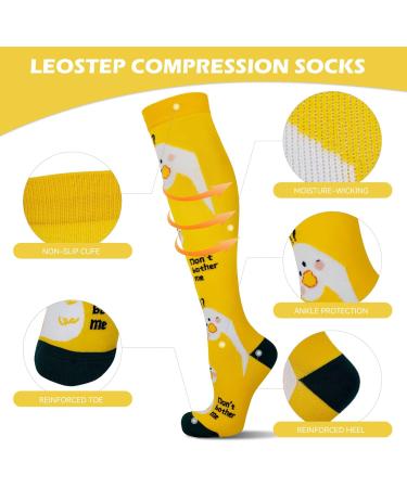 LEOSTEP Women's Compression Socks (3 Pair) | Knee High Support Stocking for Nurse, Flight, Sports, Travel, Pregnancy | 20-30mmHg | S-M Size | Little Duck Design - Buy Online on GoSupps.com