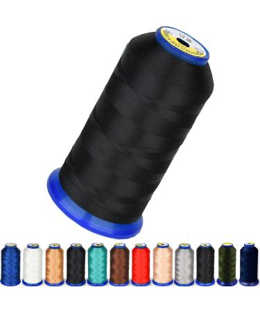 Heavy Duty Thread 1800 Yards Size T7069 210D/3 All Purpose High Strength Polyester Sewing Thread for Weaves  Upholstery  Jeans and Weaving Hair  Drapery  Beading  Purses  Leather (Black)