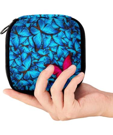GIAPB Period Bag | Sanitary Napkin Storage & Makeup Pouch | Blue & Red Butterfly Design - 1887 - Buy Online on GoSupps.com