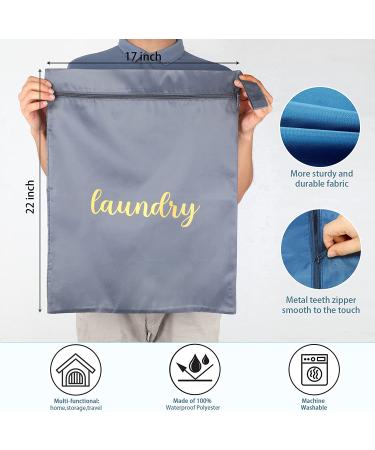 2-Pack Waterproof Travel Laundry Bags - Reusable Wet/Dry Bag for Gym, Swimsuits, Diapers - 17x22 Inches (Gray/Black) - Buy Online on GoSupps.com