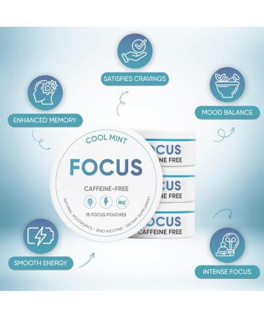 Focus Pouches - Caffeine Free Nootropic Pouches with L-Tyrosine & L-Theanine for Energy & Brain Boost - 4 Cans - 15 Nicotine Free Pouches per Can (4 Count (Pack of 15) Mint) Mint 4 Count (Pack of 15) - Buy Online on GoSupps.com