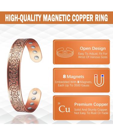 Shop Copper Arthritis Bracelet for Men & Women - Magnetic Therapy Cuff for Pain Relief with 8 Powerful Magnets - Buy Online on GoSupps.com