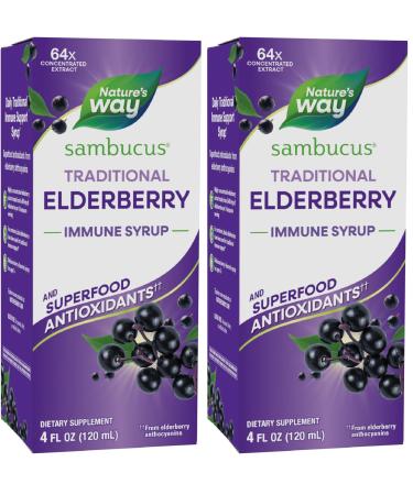 Nature's Way Sambucus Original Elderberry Syrup Black Elderberry Extract Traditional Immune Support* Delicious Berry Flavor 4 Fl Oz. (Pack of 2)