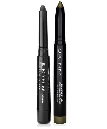 Skinn Cosmetics Smudge Stick for Eyes - Set of 2 Eye Pencils - Vixen & Golden Olive