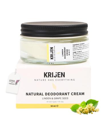 Krijen Linden Blossom Scented Cream Deodorant 50ml | Effective against fading anti-perspiration does not affect skin flora | Residue-free deodorant for men and women