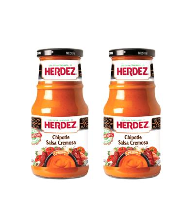 Herdez Authentic Mexican Medium Hot Sauces 15.7 Oz Gluten Free (Chipotle Salsa Cremosa, 2 Pack)