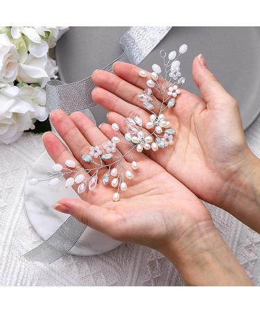 Fashband Wedding Bridal Crystal Hair Vines | Silver Flower Pearl Headband & Rhinestone Headpiece | Elegant Hair Accessories for Women & Girls - Buy Online on GoSupps.com