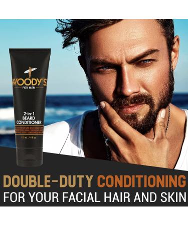 Woody's 2-in-1 Beard Conditioner | Softens Dry, Coarse Facial Hair | Vitamin E, Panthenol & Matrixyl | 4 fl oz - Buy Online on GoSupps.com