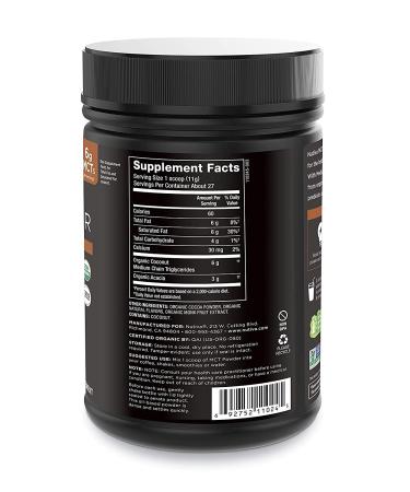 Nutiva Organic Chocolate MCT Powder - 10.6 oz (300g) for Energy & Wellness - Buy Online on GoSupps.com