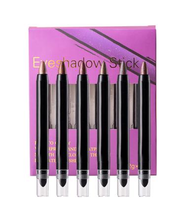 lyanny Shimmer Stick Eyeshadow Shimmer Eyeshadow Stick 6 Colors Waterproof Shimmer Eyeshadow Stick Shimmer Smudgeproof Eyeshadow Stick Eye Brightener Pencil for Women