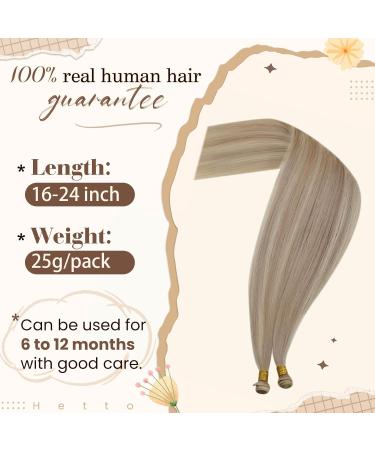 Hetto Genius Real Hair Extensions - Ash Blonde #18/613 60cm Tress Highlights Virgin Quality - Buy Online on GoSupps.com