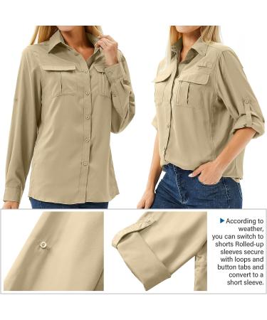Toumett Women's UPF 50 Long Sleeve UV Sun Protection Safari Shirt - Khaki - Medium - Buy Online on GoSupps.com