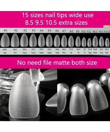 UNA GELLA Short Almond Press-On Nails Tips - 360pcs, 15 Sizes | Matte Finish, Full Cover Acrylic Nails, Pre-shaped for DIY Nail Extensions - Buy Online on GoSupps.com