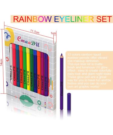 SOMGKINE 12 Pieces UV Eyeliner Set UV Glow Matte Eyeliner Colored Eyeliner Neon Matte Eyeliner Set Waterproof and Smudgeproof Durable for Daily Use and Halloween Christmas - Buy Online on GoSupps.com