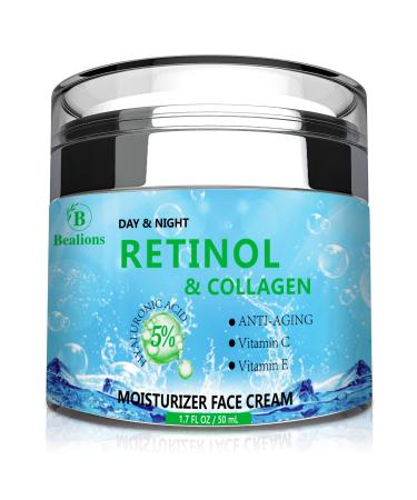 Retinol Cream for Face, Collagen Cream With Hyaluronic Acid for Anti-Aging & Face Moisturizing, Moisturizer Face Cream for Firming Skin and Anti-Wrinkle, for Face With Vitamin C+E Natural-Ingredient Designed by USA Day&Nig…