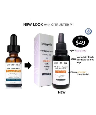 BioPureMED 25% Vitamin C E + Ferulic Acid Serum for Face | Anti-Wrinkle Serum with Tripeptide-5, Retinol 22 & Hyaluronic Acid | Best Organic Korean Skin Care Formula | Vitamin C Serum/Face Moisturizer | 1 Fl Oz (Pack of 1) - Buy Online on GoSupps.com