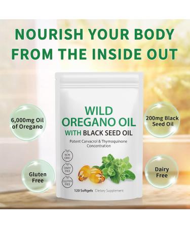 Oil of Oregano Softgels 120 Count 2 in 1 6000mg Oil of Oregano with Black Seed Oil 200mg Plant Based Organic Oregano Oil Supplement Capsules Non-GMO & Immune Support 1 Pack - Buy Online on GoSupps.com